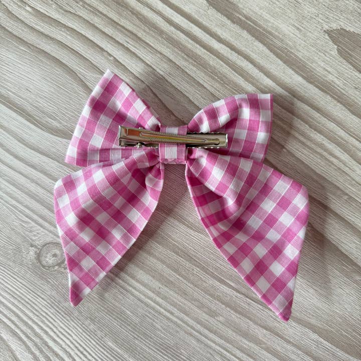Emily's Weaving - Wholesale Hair Bow - Kids - Small Pink Gingham Bow
