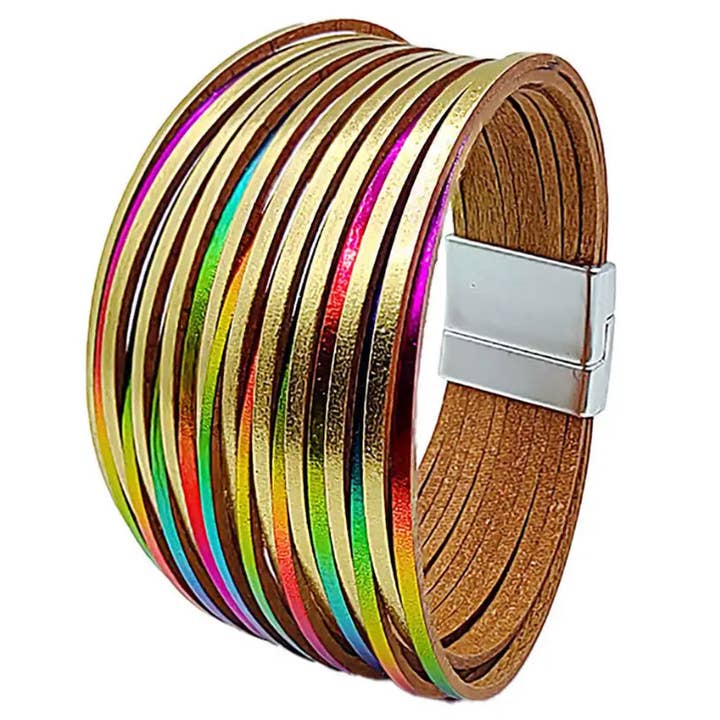 Bracelet large torsadé en or électrique et multicolore pour la vente par One of a Kind Club