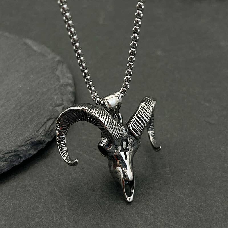 GemMeet - Venta al por mayor Collares con colgantes/abalorios - Collar con colgante de cabeza de oveja con forma de animal vintage0