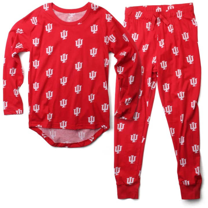Indiana Women's All-Over Long Sleeved Pajamas for wholesale by Wes and Willy