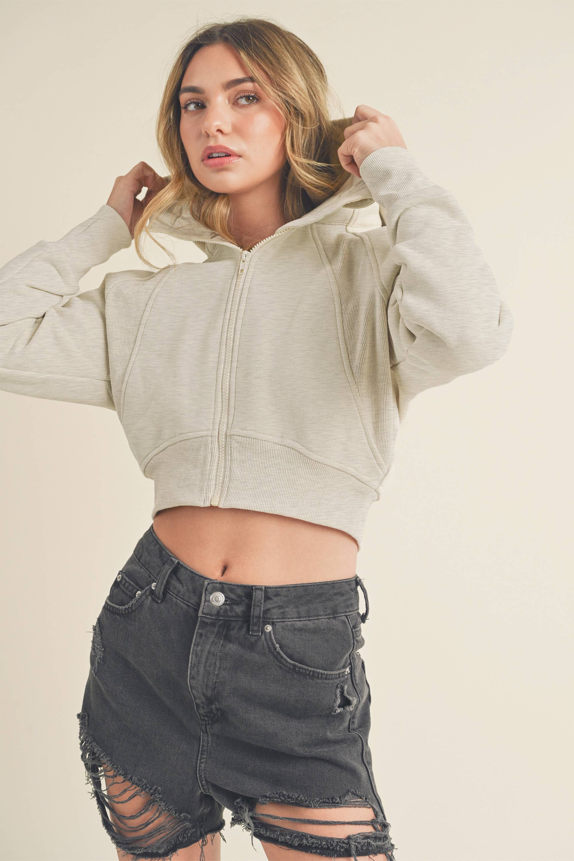 AEMI + CO - Wholesale Jacket - Women's - 5107DK Deva Cropped Hooded Jacket 552