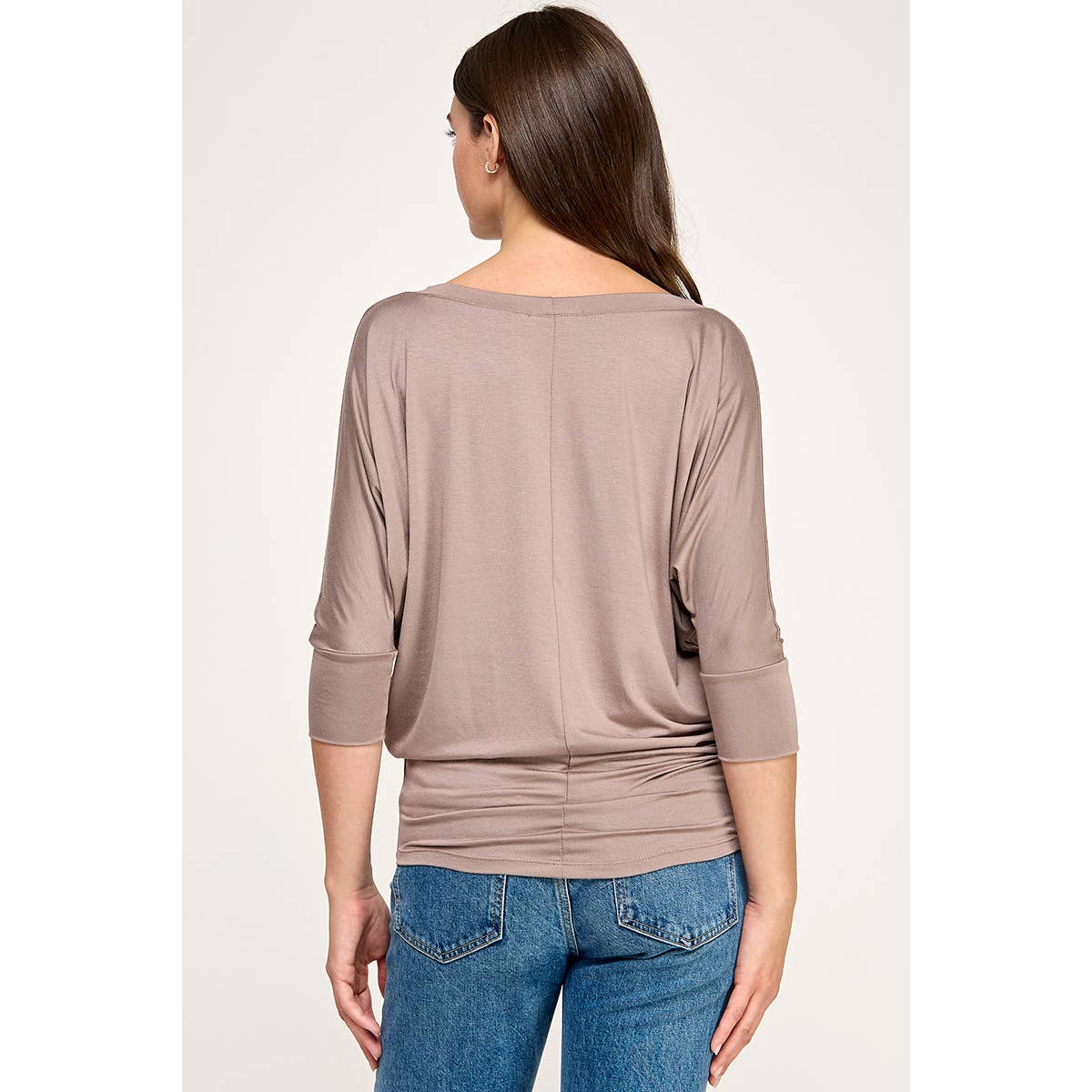 Heimious - Wholesale Knit Top - Women's - 3/4 Dolman Sleeve Round neck Modal Jersey  Top, 250393