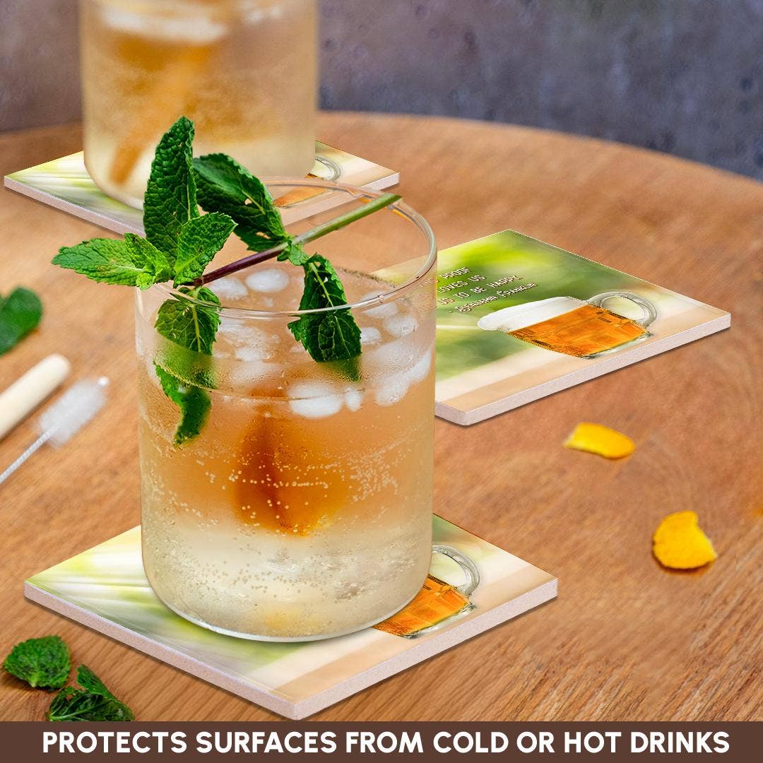 3dRose - Wholesale Coasters - 3dRose, Sunrays, beer mug. Beer is living proof that God loves us. Franklin, Coaster2