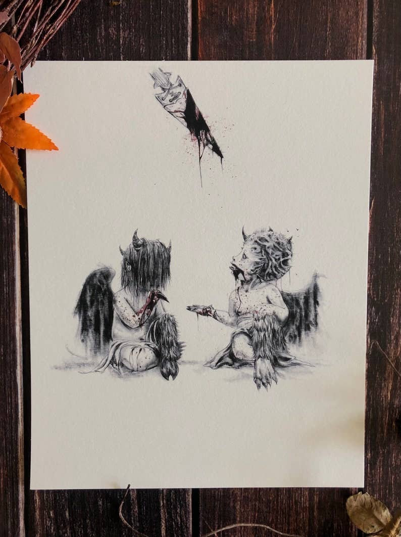 Andy Sciazko Art – Großhandel Kunstdruck – Little Baphomets- Okkulter dunkler Surrealismus