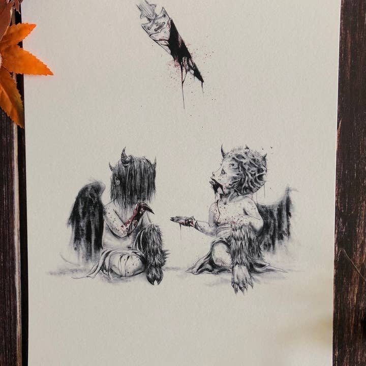 Andy Sciazko Art – wholesale Konsttryck – Little Baphomets- Ockult Mörk Surrealism