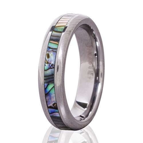 Abalone Shell Tungsten Ring (small) for wholesale by Bean & Vanilla