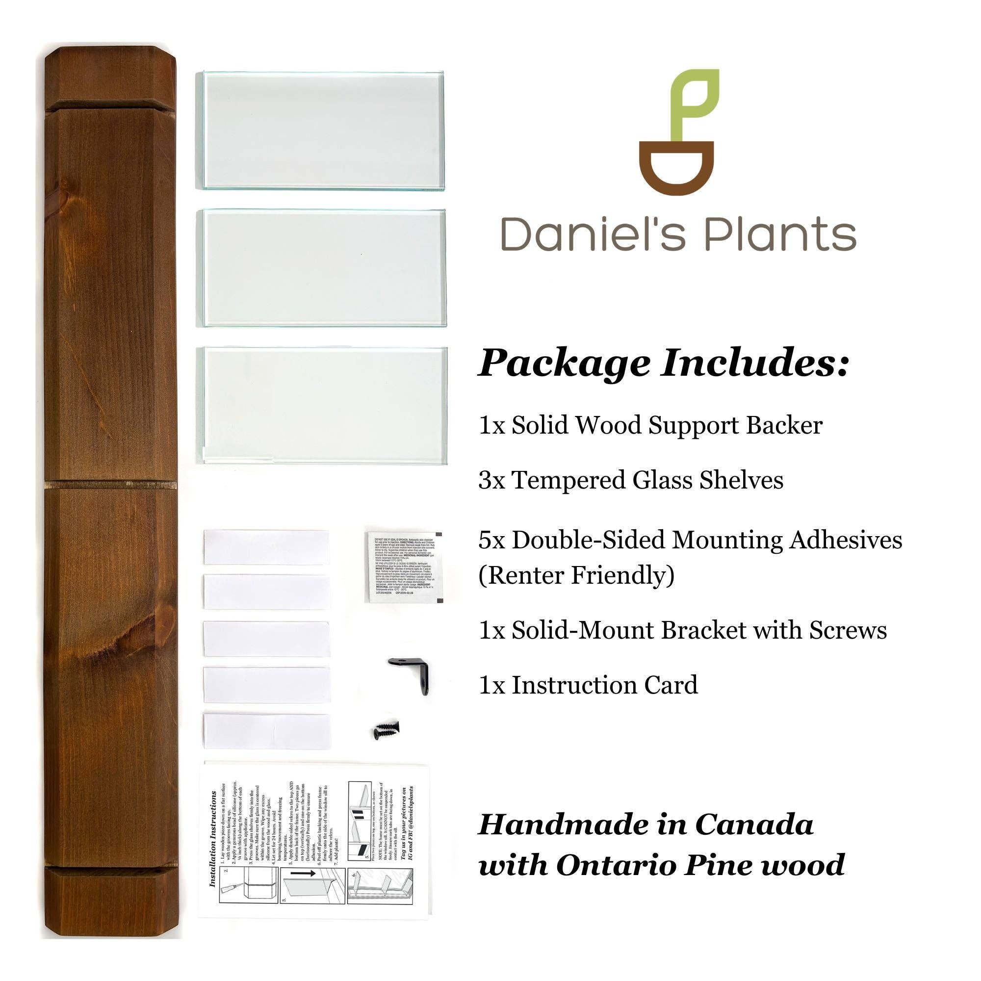 Daniel's Plants - Wholesale Wall Mounted Shelf - Renter-Friendly Window Shelf | Prairie Sand with Tempered Glass2