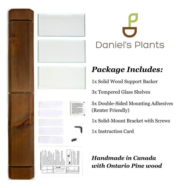 Daniel's Plants - Wholesale Wall Mounted Shelf - Renter-Friendly Window Shelf | Prairie Sand with Tempered Glass2