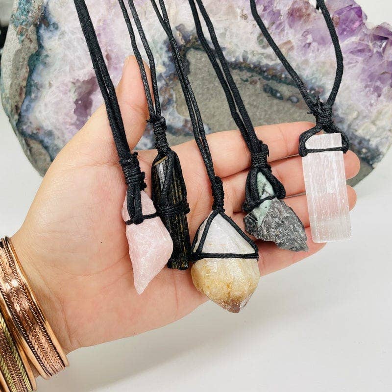 Rock Paradise – Engroshandel Halskæde med vedhæng – Krystal på snor halskæde - du vælger sten -3