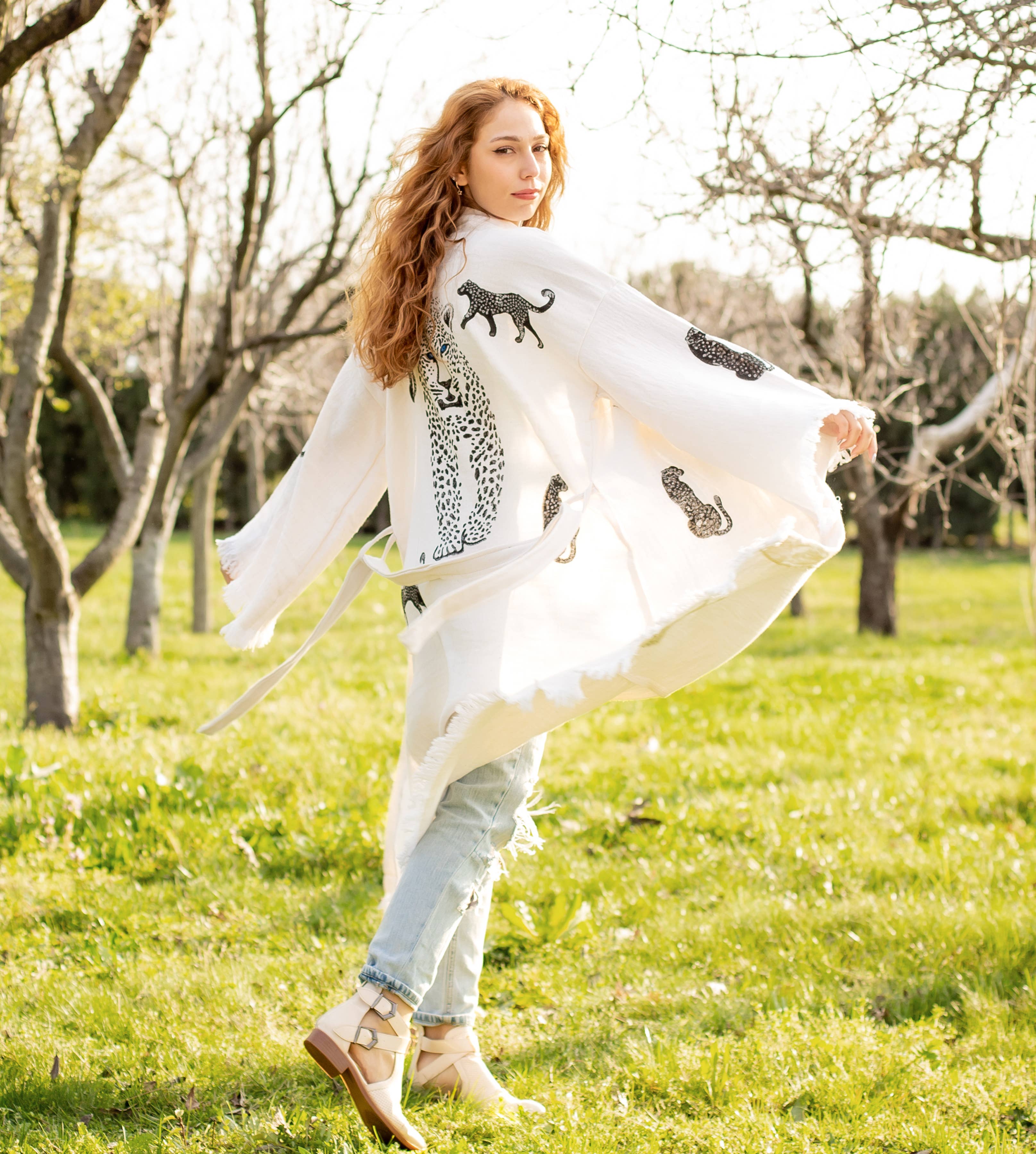 Moa - Vente Peignoir – femme - Kaftan long kimono Tigre13