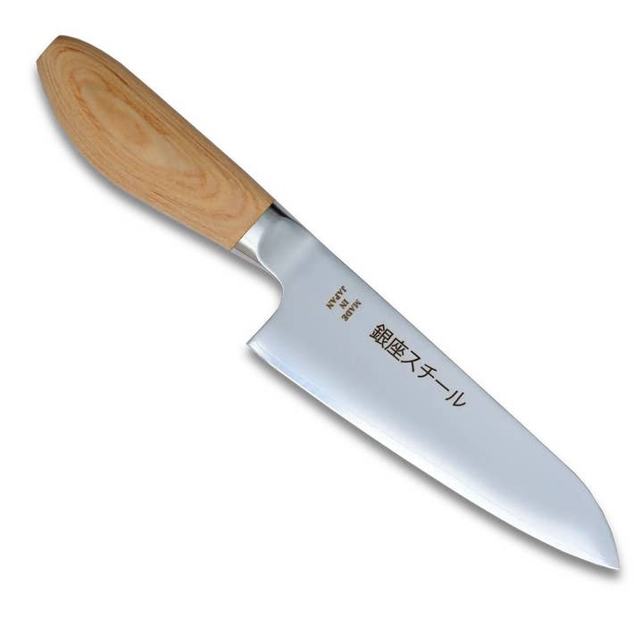 MATSUE 165 - MV Roestvrijstalen Santokumes 165mm/Natuurlijke Houten Handvat voor wholesale door Ginza Steel