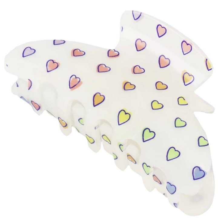 Multi pastel hearts hair clip for wholesale by lil darlings inc