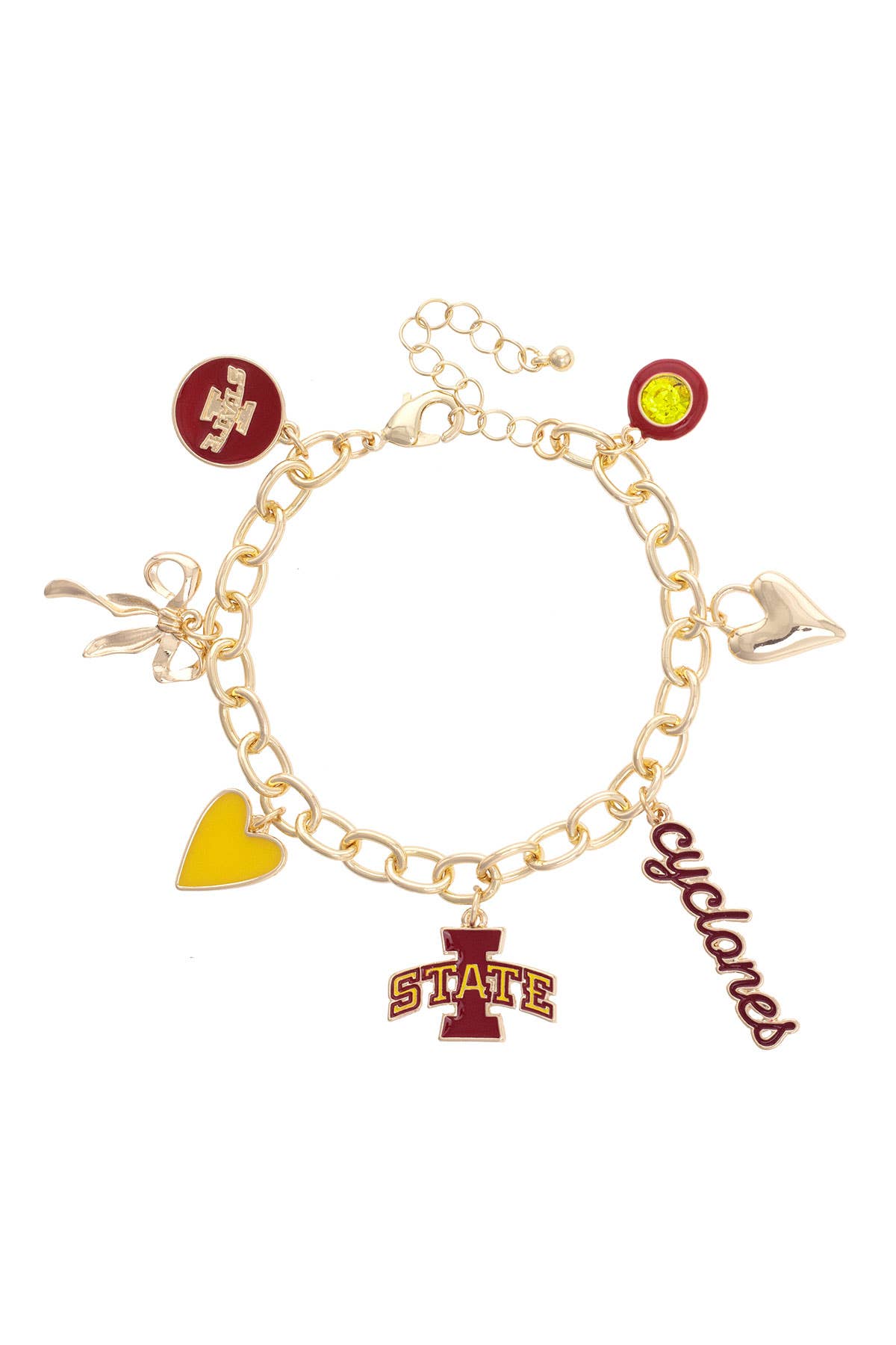 Canvas Style - Wholesale Charm/Dangle Bracelet - Iowa State Cyclones Enamel Icons Charm Bracelet