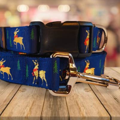 1" Blue Christmas Reinder Dog Collar, Leash, or Martingale and other Purchase Wholesale hound. Free Returns & Net 60 Terms on Faire trending on Faire.