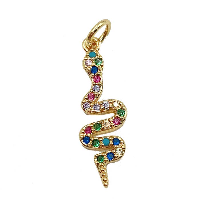 Pendente de Pendente de Serpente Preenchido a Ouro CZ Micro Pave, CP625 por atacado de Beads Creation