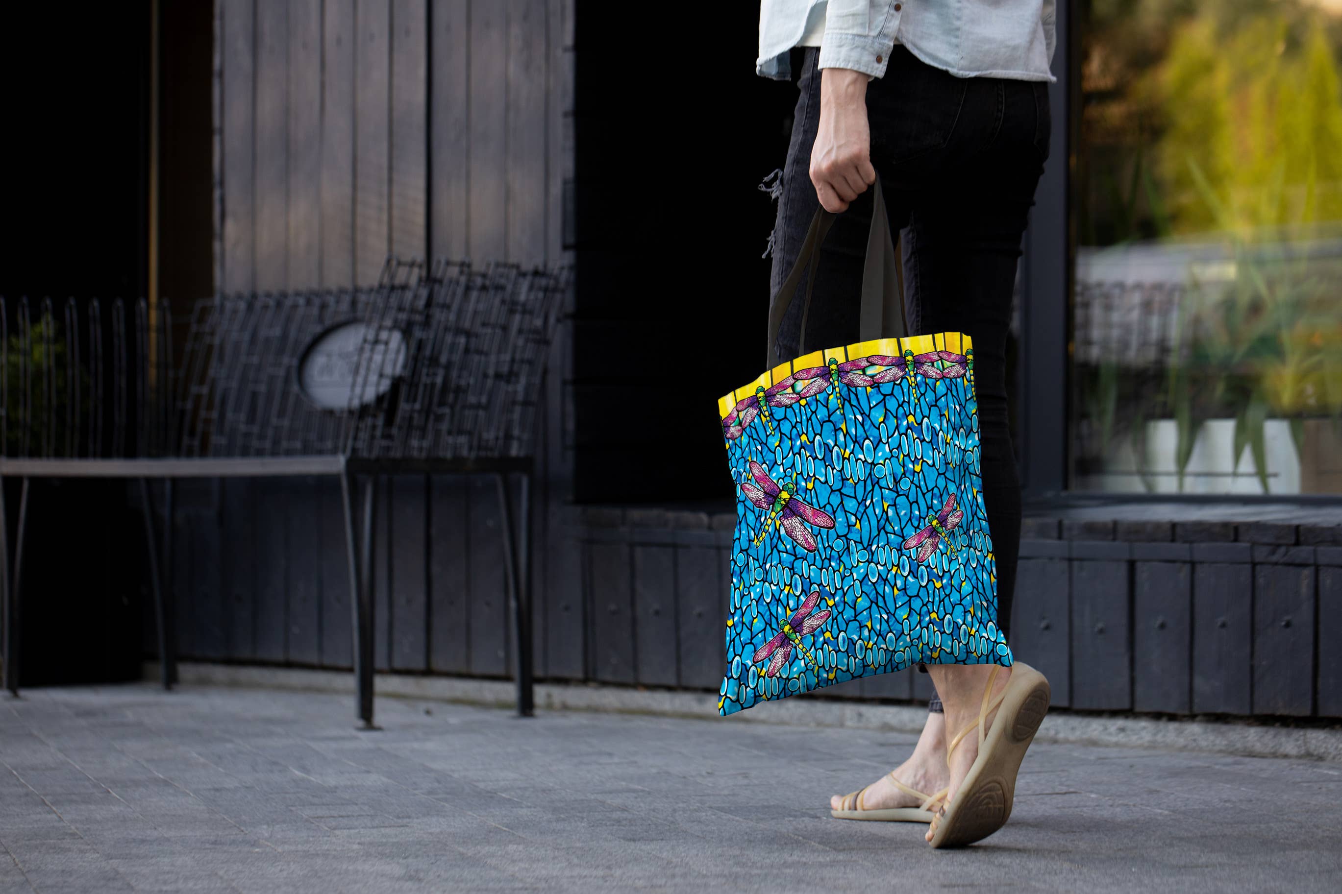 RainCaper - Wholesale Tote Bag - Women's - Canvas Magazine Tote Bag - Tiffany "Dragonfly"5