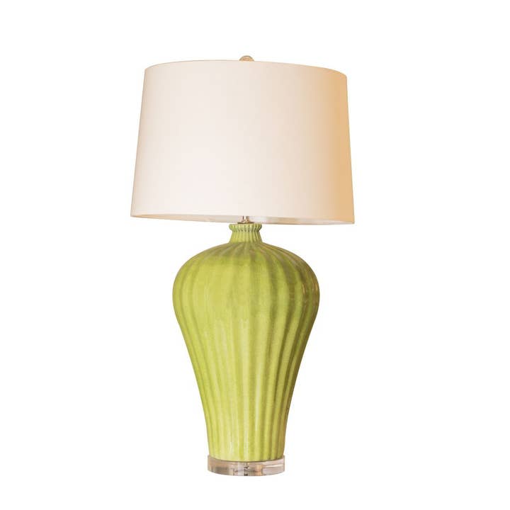 Legend Accents - Wholesale Accent/Desk Lamp - Lime Green Lamp Fluted Plum Vase Shape