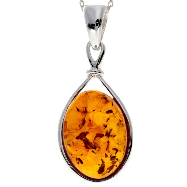 925 Sterling Silver & Baltic Amber stort klassiskt hänge - 1803 för wholesale av SilverAmber Jewellery