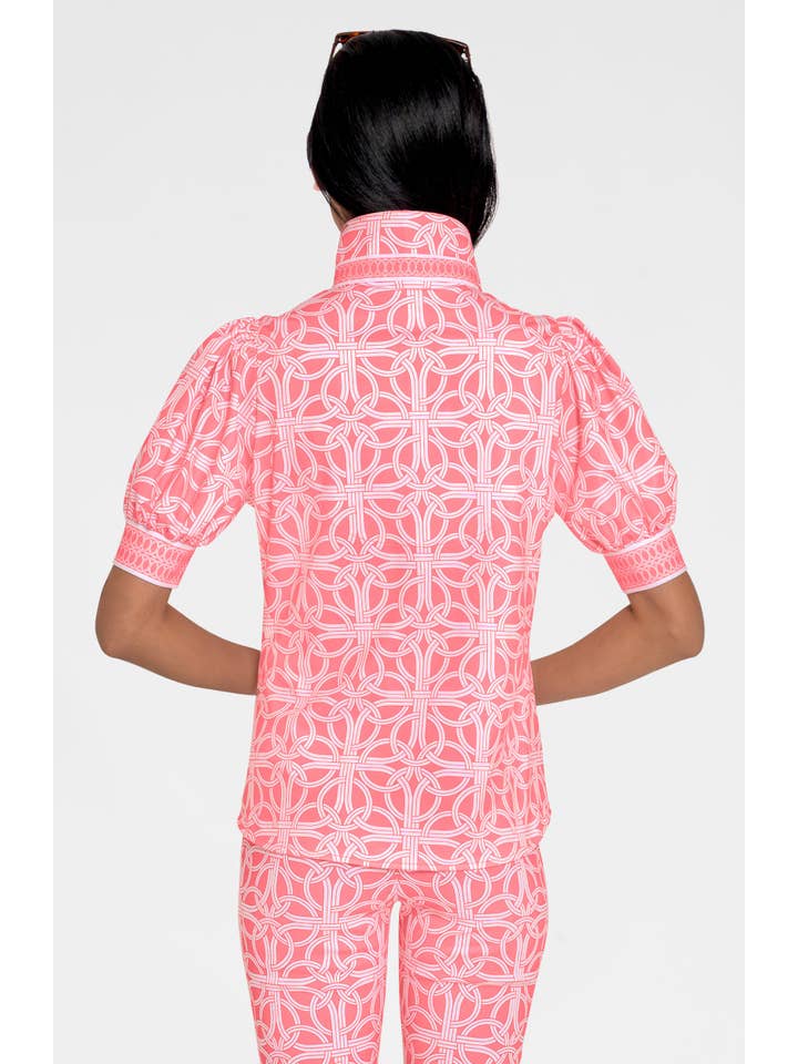 Gretchen Scott LLC - Wholesale Button Down Shirt - Women's - Puff Sleeve Top - Ring Toss