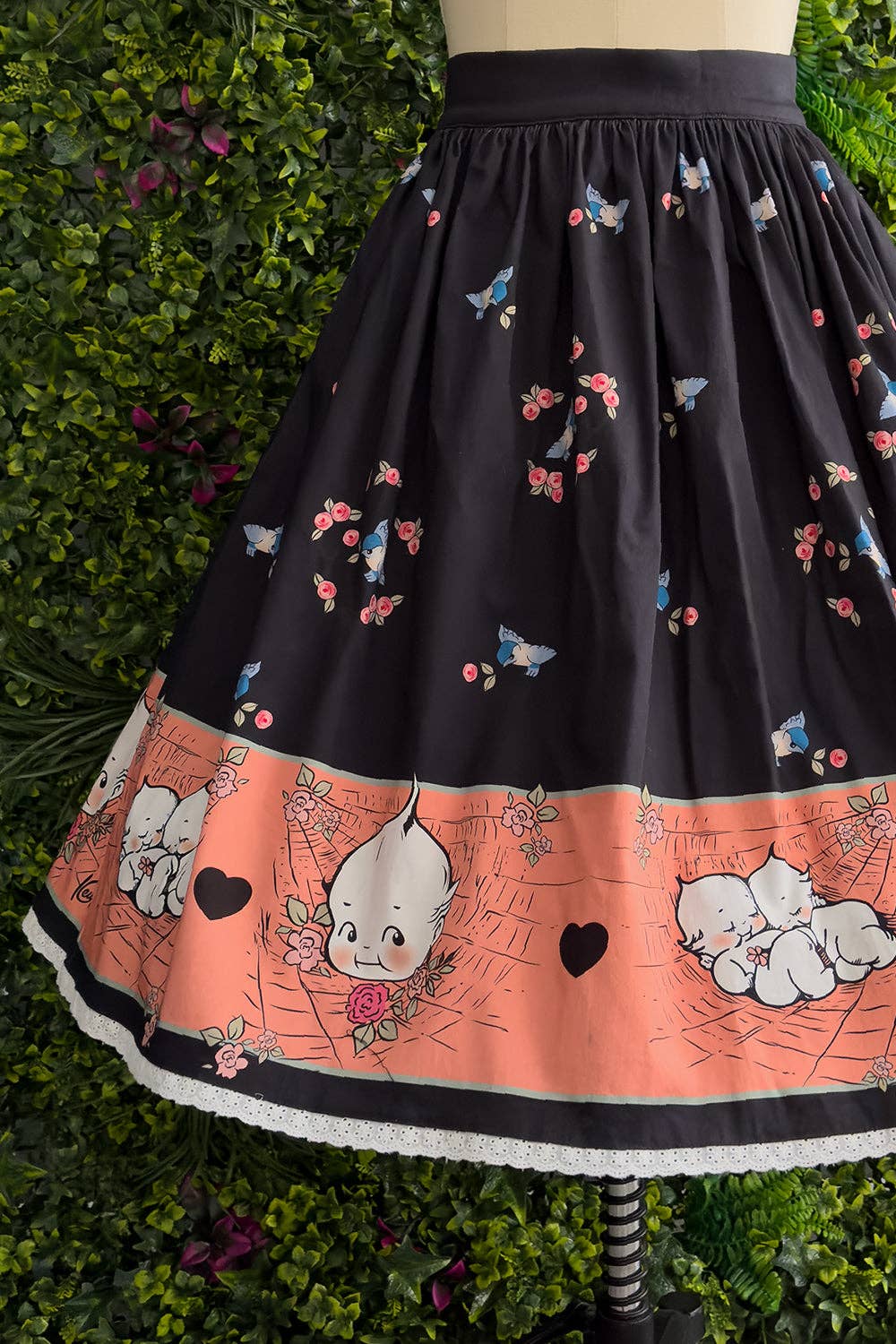 The Oblong Box Shop™ - Wholesale Skirt - Women's - Kewpie® Spiderweb Love Novelty Print Gathered Skirt2