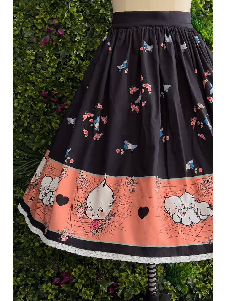 The Oblong Box Shop™ - Wholesale Skirt - Women's - Kewpie® Spiderweb Love Novelty Print Gathered Skirt2