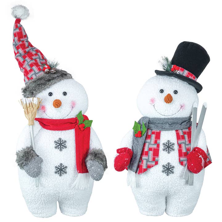 Christmas Red & Gray Tartan Plump Snowman (2 Assorted) for wholesale by Hanna's Handiworks