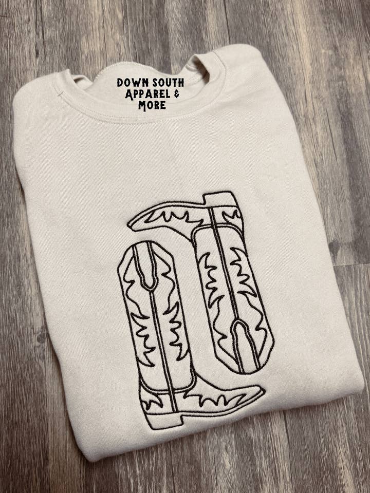 Boots Embroidered Sweatshirt for wholesale by Down South Apparel and More