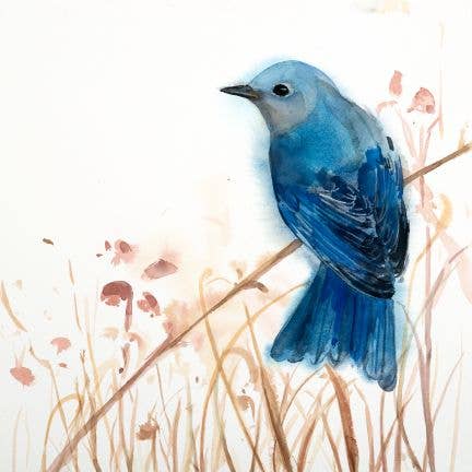 Eastern Bluebird Joy ~ "Songbirds & Friends" ~ Giclée Print for wholesale by Holly Wach Art LLC