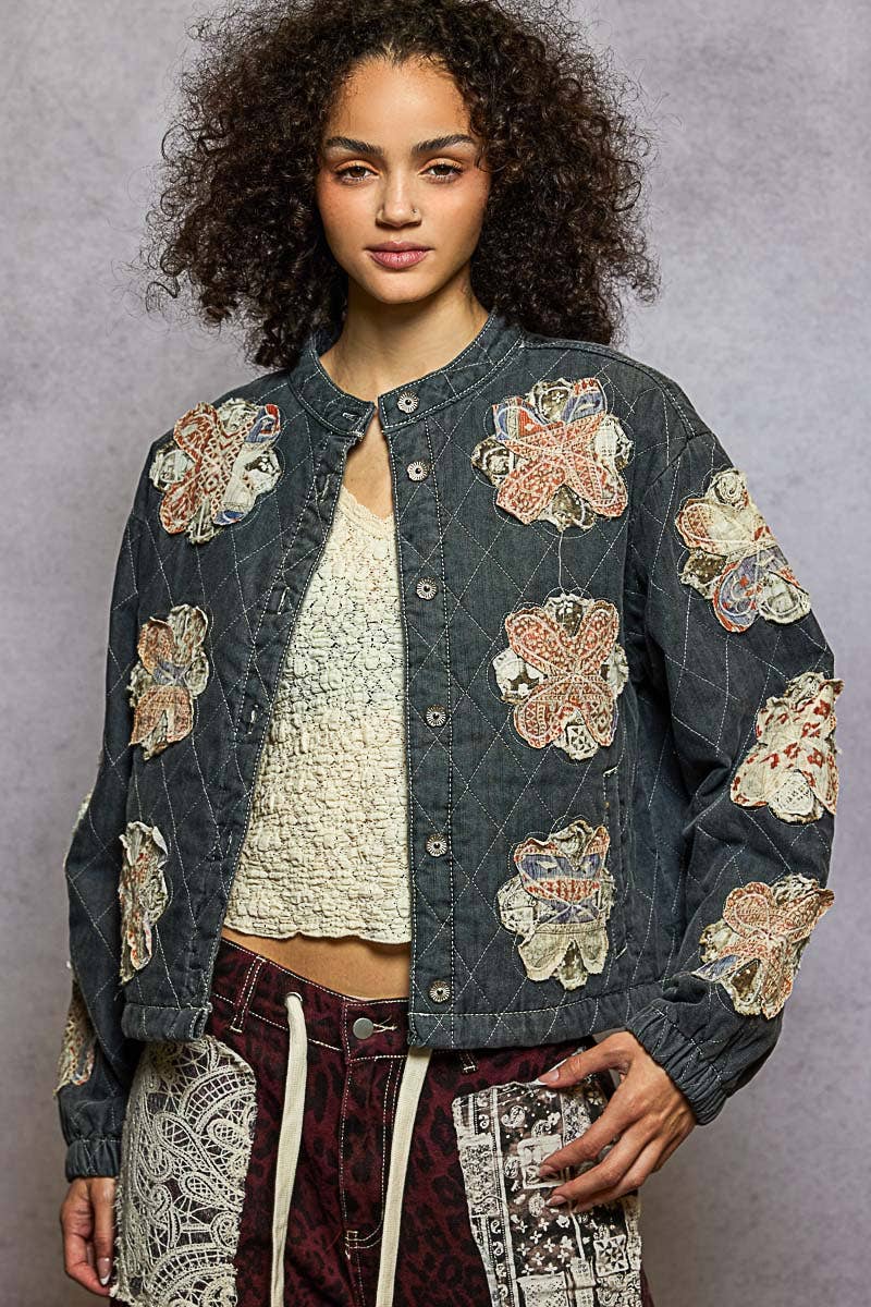 Pol Clothing - Wholesale Jacket - Women's - Mock neck balloon sleeve oversized fit quilted Jacket23