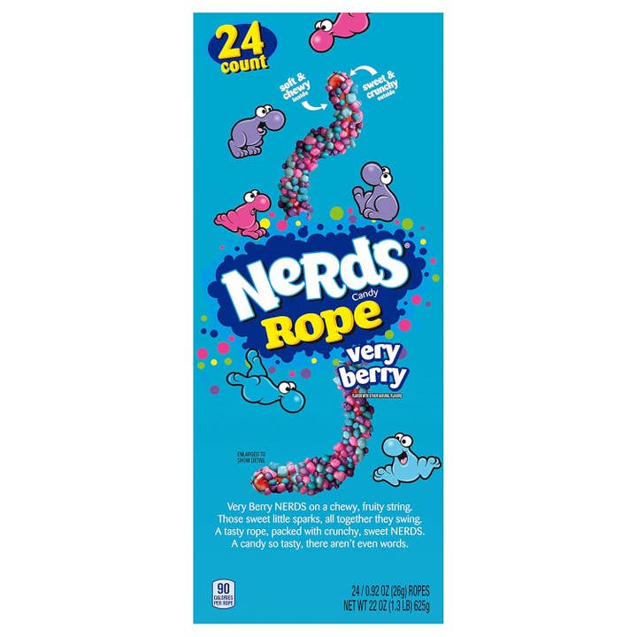 Snacky Candy - Wholesale Hard Candy - Nerds Rope Very Berry 0.96 oz 24 count 6