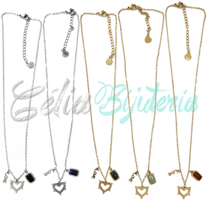 Steel Necklace with "LOVE" Heart for wholesale by Celli Biju