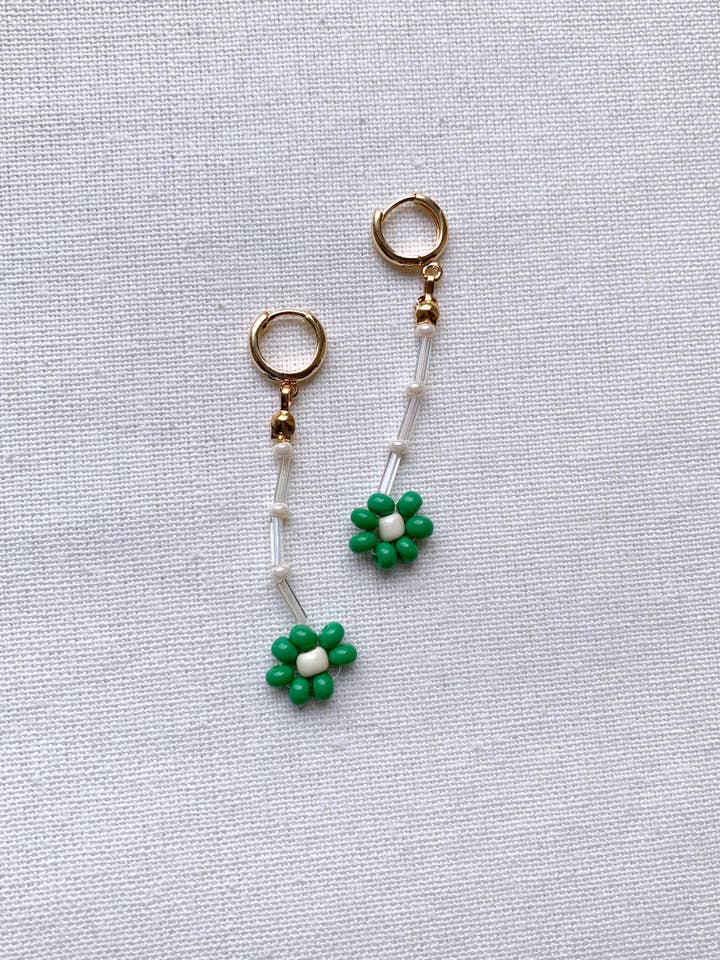 Green Dangle Earrings for wholesale by Stuff Megan Makes