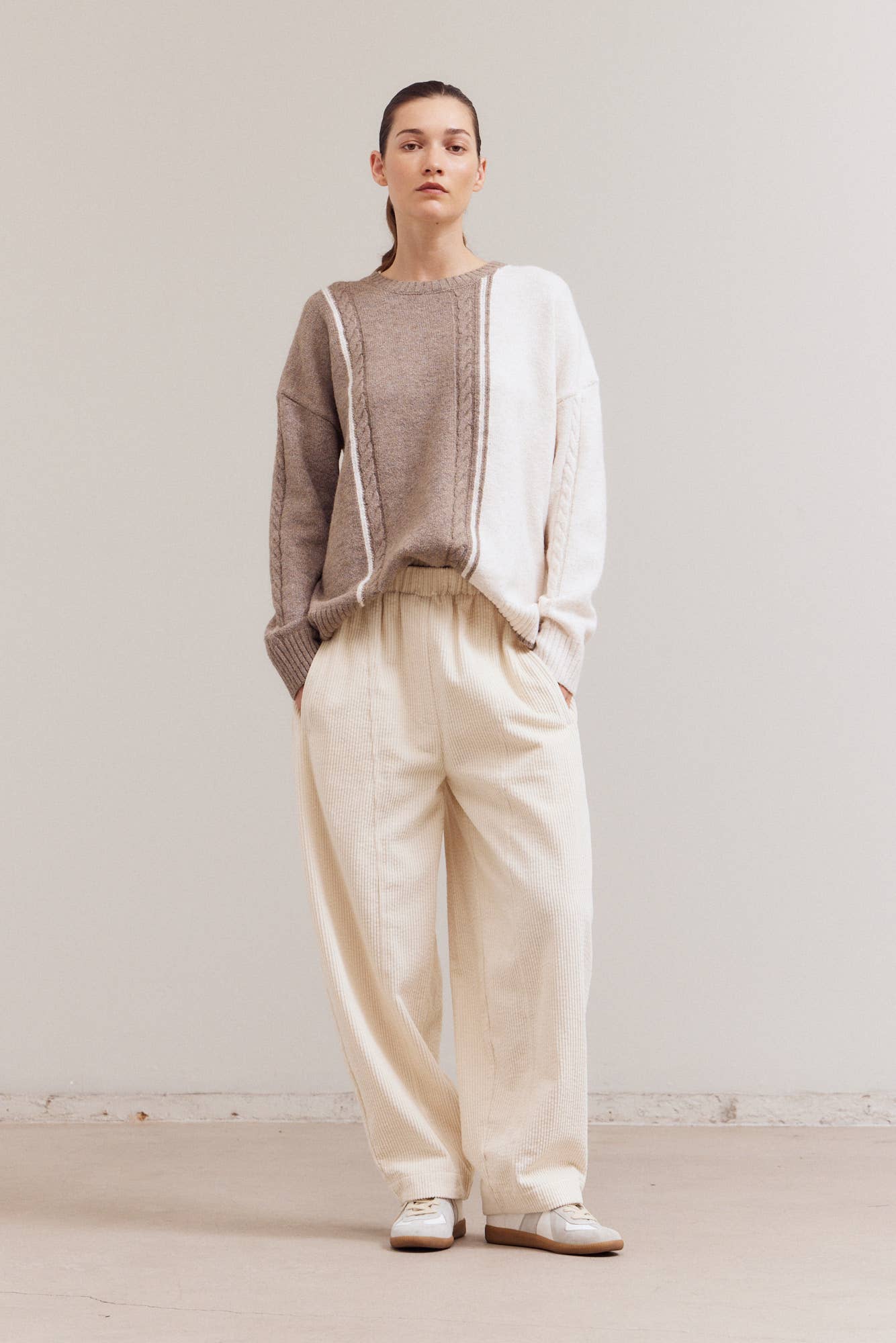 Grade & Gather - Wholesale Knit Sweater - Women's - 41758 - CABLE CONTRAST SWEATER7