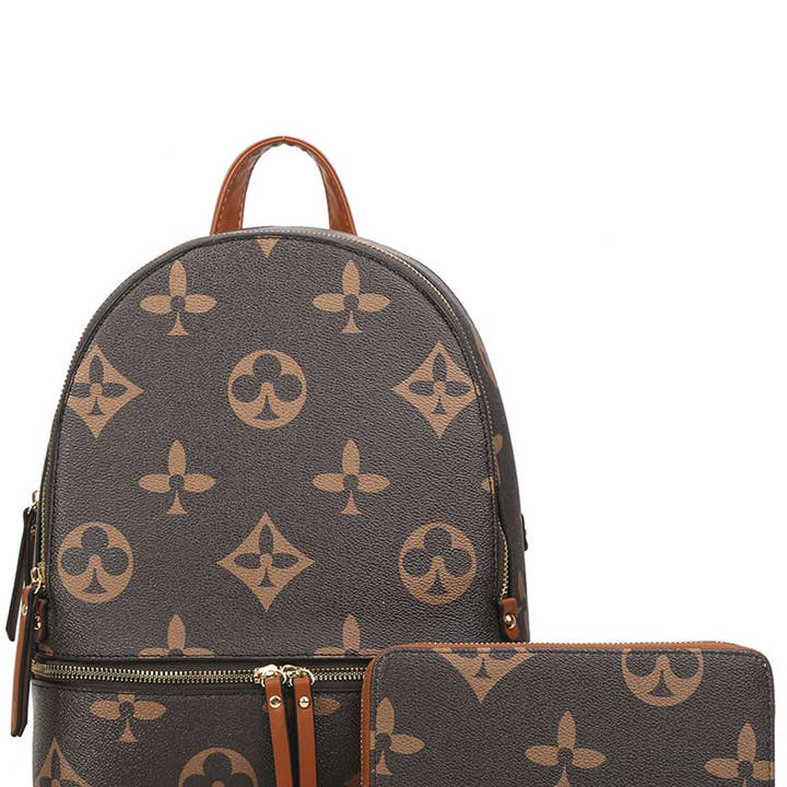 M&M HANDBAGS, LLC. - Wholesale Backpack - Women's -
2in1 Print Zipper Backpack With wallet Set DH-7285-W