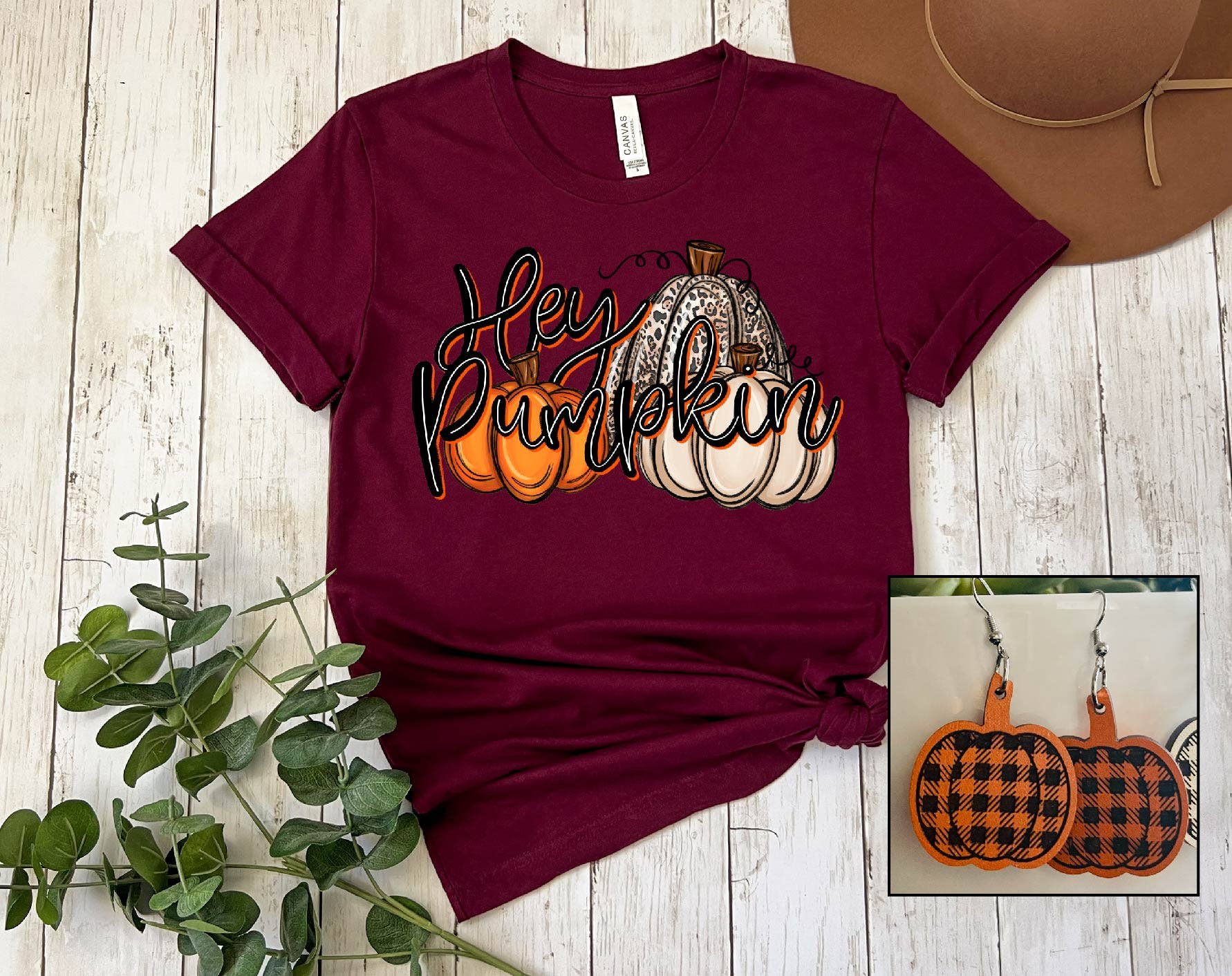 Southern Attitude Designs Inc - Wholesale T-Shirt (Graphic) - Women's - Hey Pumpkin- Pumpkin Trio Fall Tee