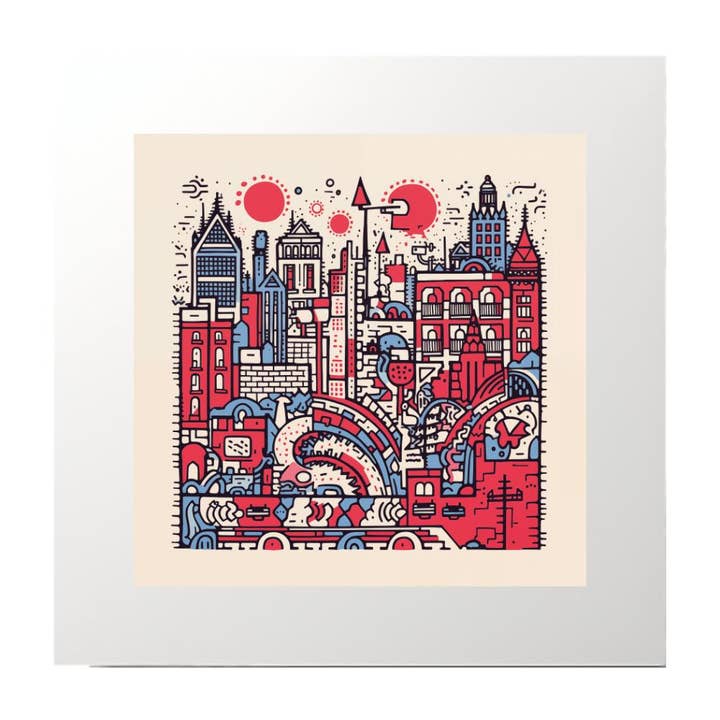 Graphic Art London Buildings Art Print for wholesale by Artificial Ink