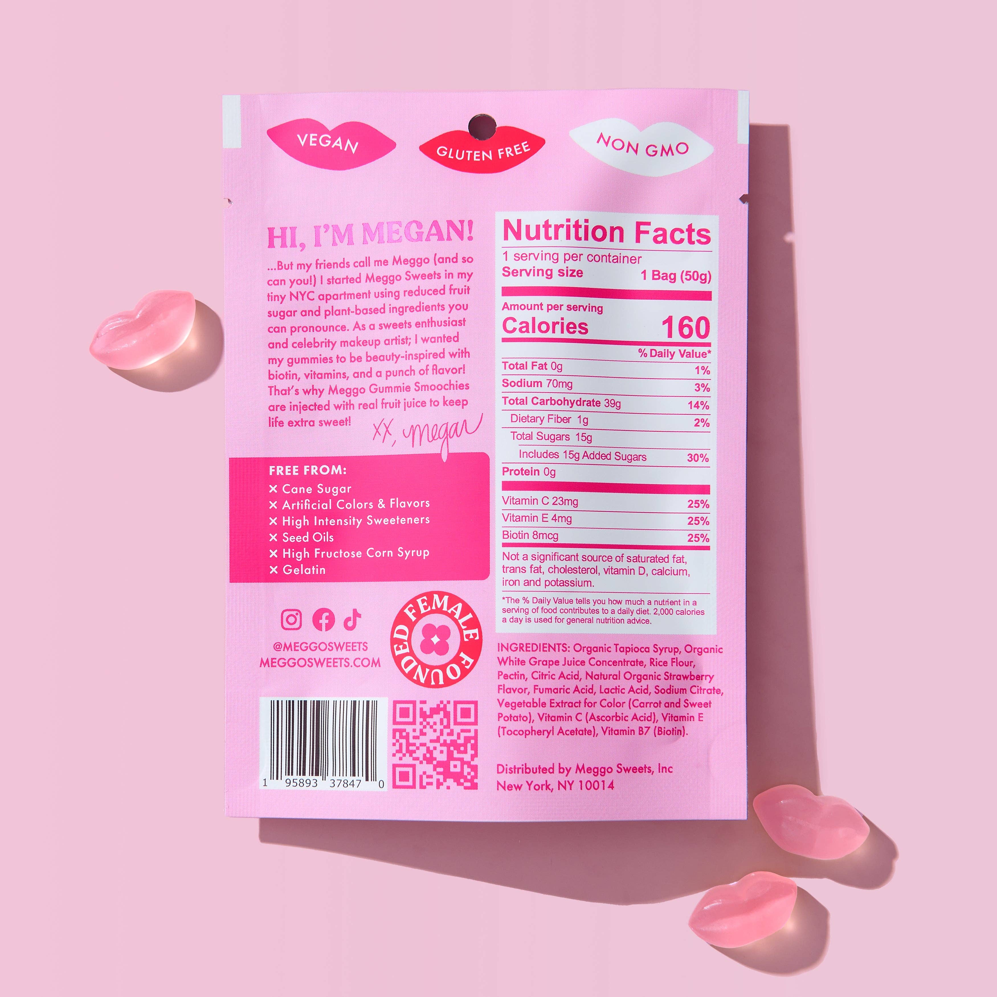 Meggo Sweets - Vendita all'ingrosso Caramelle gommose - Faire: Bacetti Gommosi alla Fragola Asprigna1