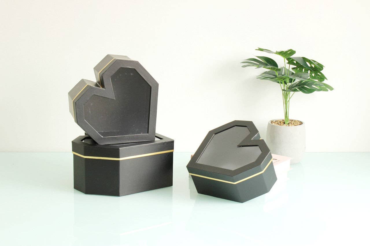 Elegant Design Supply - Wholesale Decorative Box - Diamond Heart Shape Flower Box with Clear Lid2