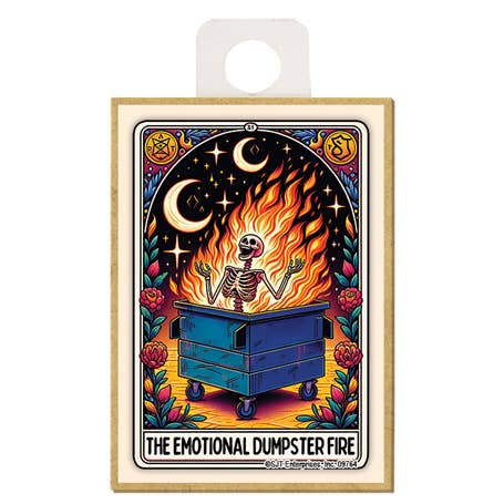 SJT Enterprises, Inc. - Wholesale Magnet - The Emotional Dumpster Fire Tarot Card Wood Magnet