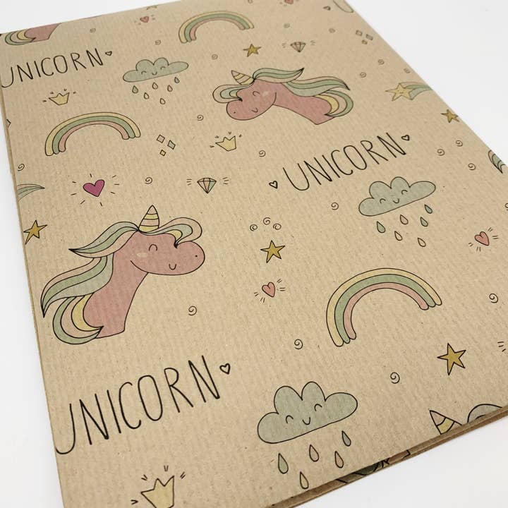 PlanetWrapIt - Wholesale Wrapping Paper Roll - Unicorn Recycled Kraft Wrapping Pape