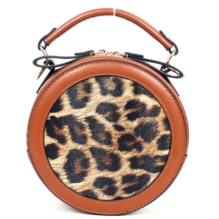 Black 7351 - Leo Print Circle Shape Crossbody Bag for Women for wholesale on Faire2