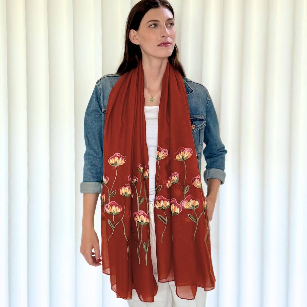 Humble Hilo – Engroshandel Tørklæde - Dame – Humble Hilo Broderet tørklæde/sjal med blomster63