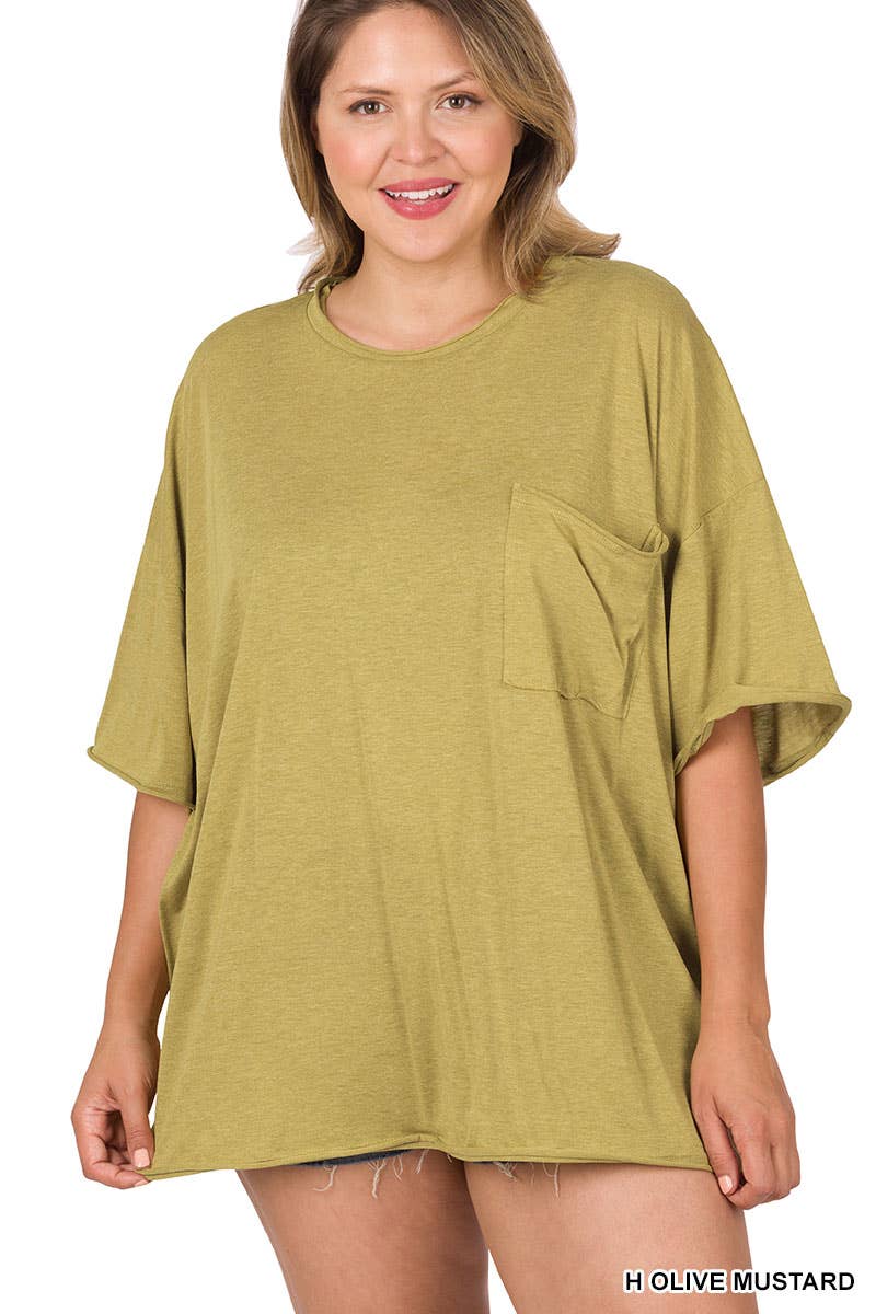 42POPS – Engroshandel T-shirt – til kvinder – 42POPS Plus Oversized boyfriend t-shirt med rå kanter7