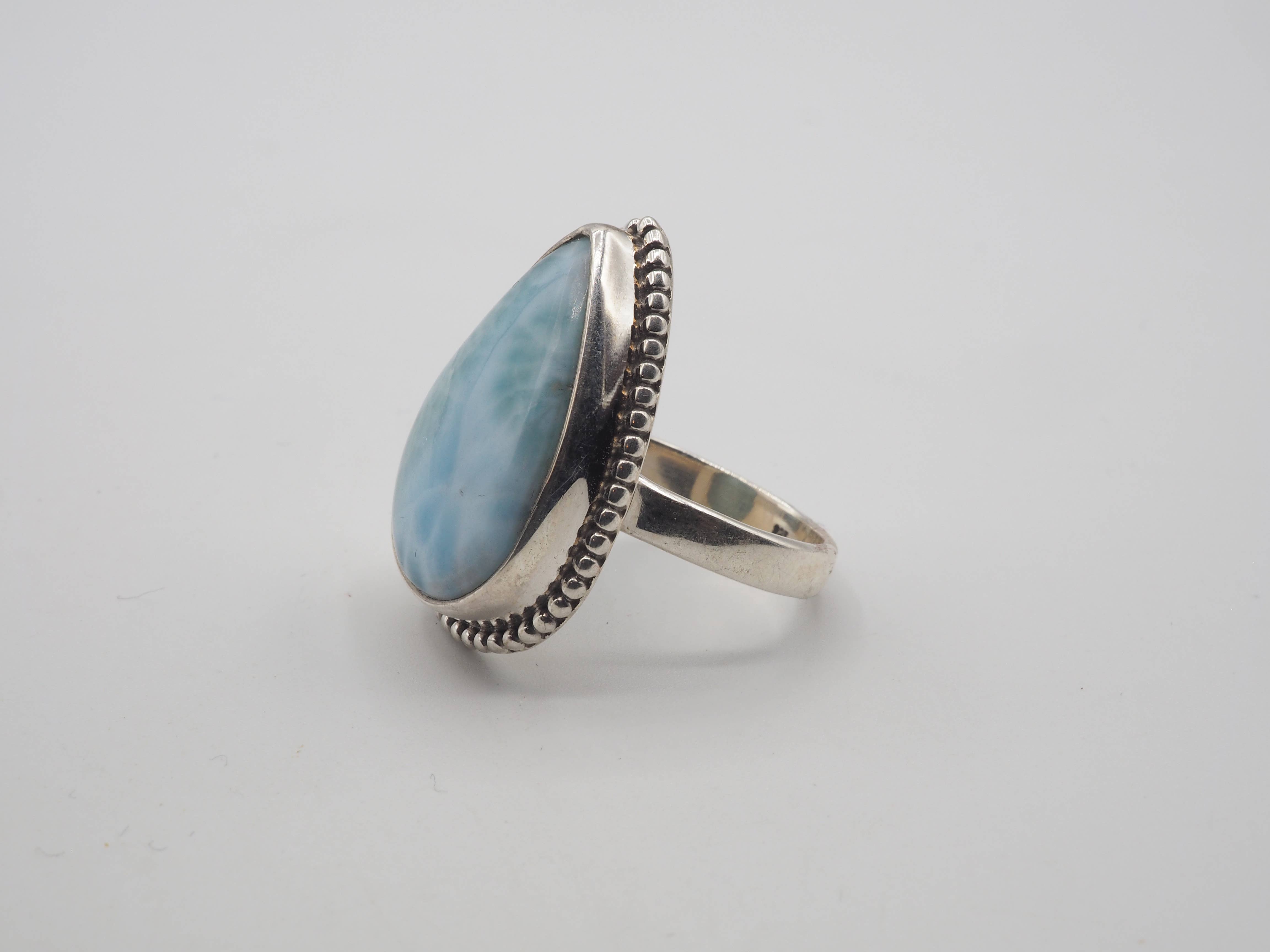 GTG Gems Corp - Wholesale Cocktail/Statement Ring - Natural Larimar Silver Ring2