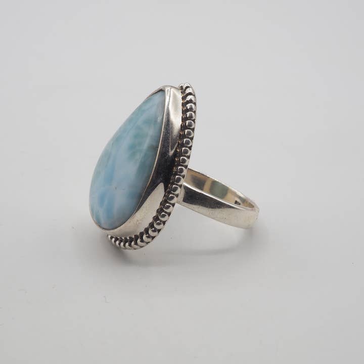 GTG Gems Corp - Wholesale Cocktail/Statement Ring - Natural Larimar Silver Ring2
