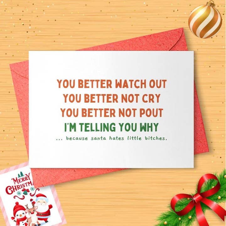 VenusArtsShop - Wholesale Christmas Card - Better Watch Out- Better Not Cry - Better Not Pout -