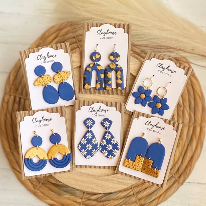 Clayhouse Colours - Wholesale Dangle Earrings - Navy & Gold Clay Earrings6