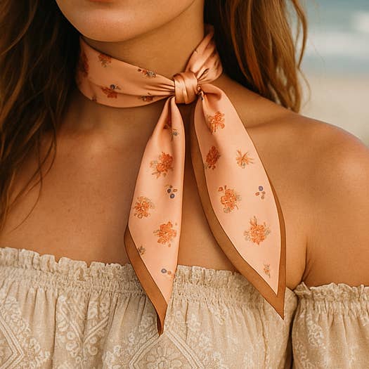 Pink and Tan Western Skinny Mini Wild Rag Scarf / Cowgirl Necktie #TW136 for wholesale by Rodeo Drive