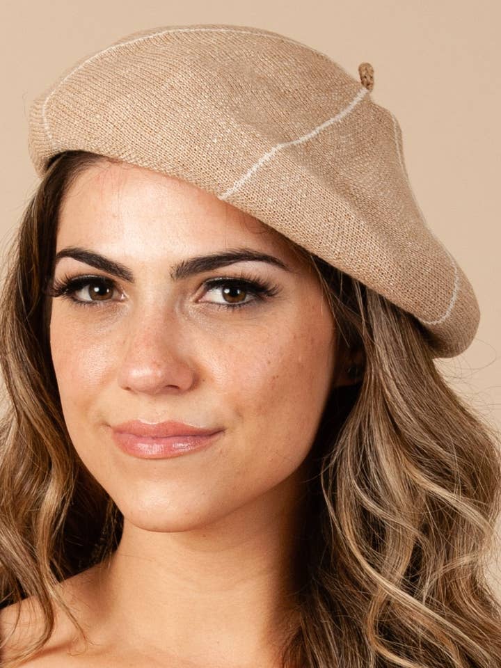 HBL1057-AVELAINE BERET-MOCHA for wholesale by Lucca Couture