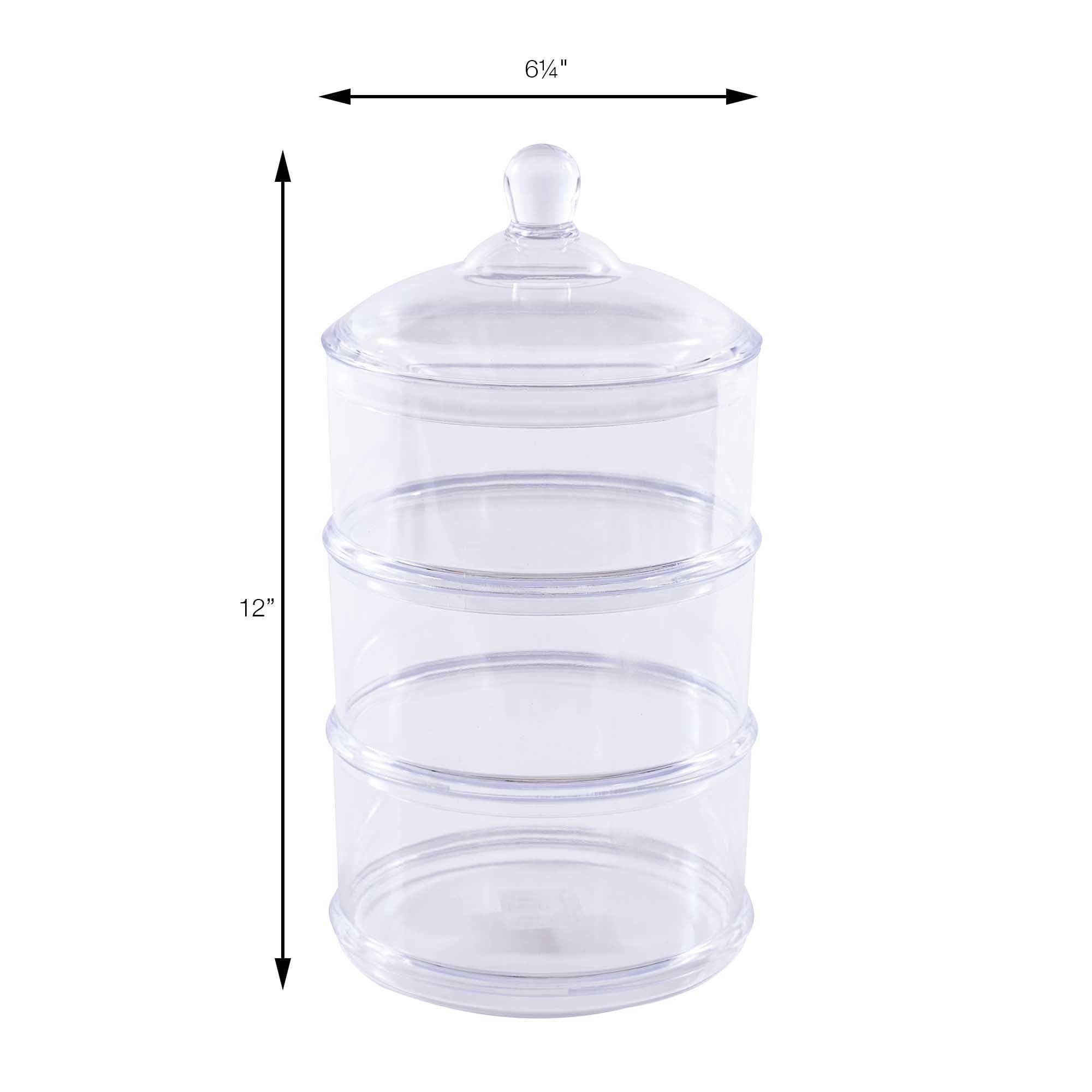 Portofino International Trading, USA - Vente Bocal d'apothicaire - Pot à bonbons en plastique à 3 niveaux avec couvercle2
